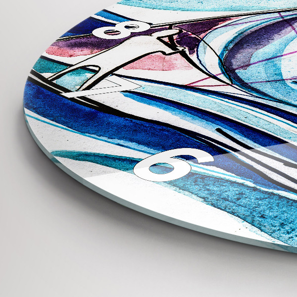 Round glass wall clock Surfboard