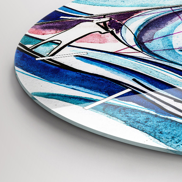 Round glass wall clock Surfboard