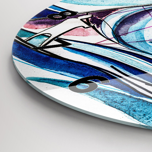 Round glass wall clock Surfboard