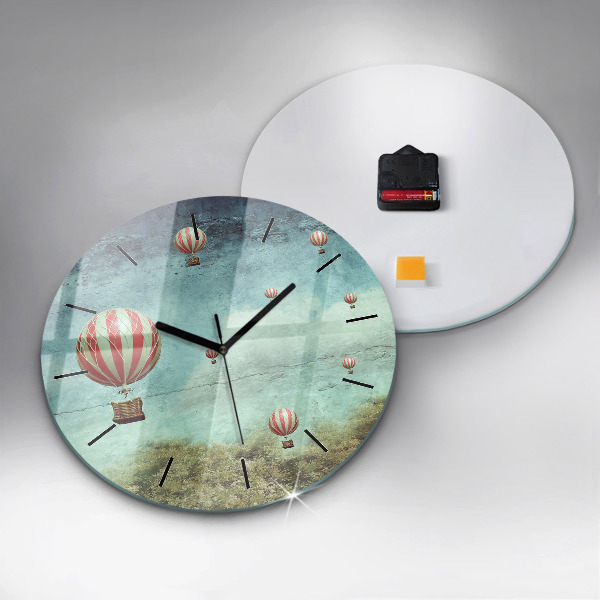 Round glass wall clock Painted balloons