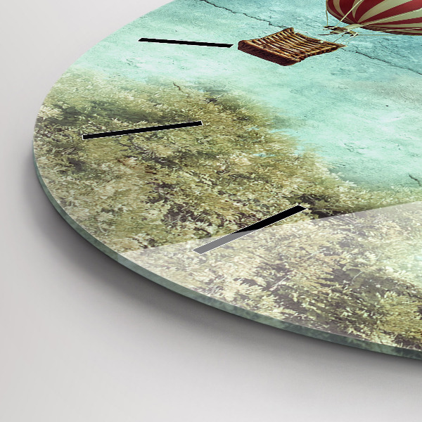 Round glass wall clock Painted balloons