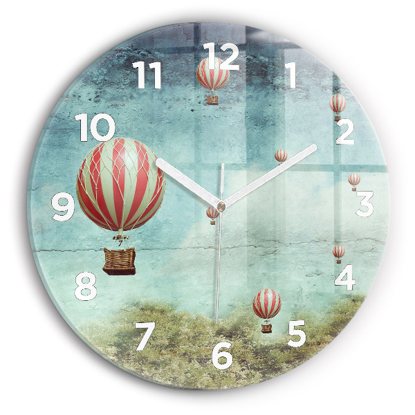 Round glass wall clock Painted balloons