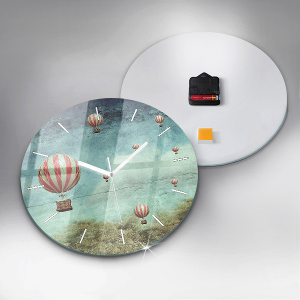 Round glass wall clock Painted balloons