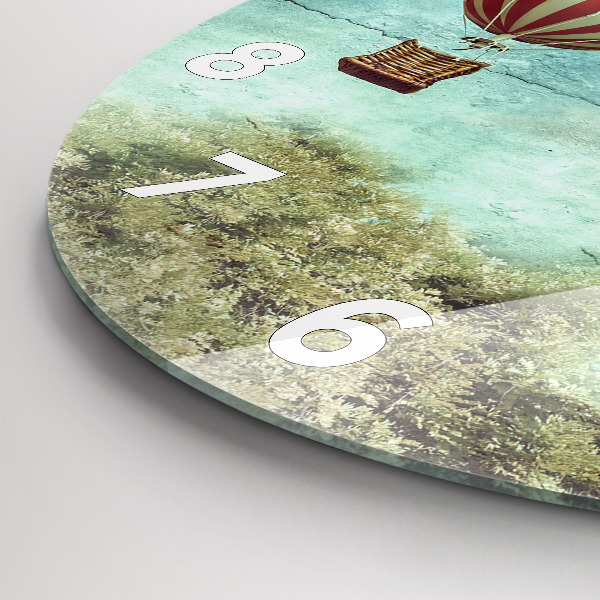 Round glass wall clock Painted balloons