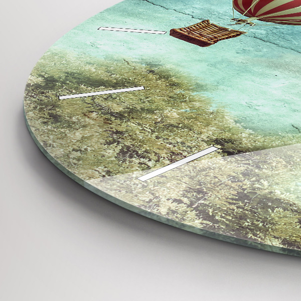 Round glass wall clock Painted balloons