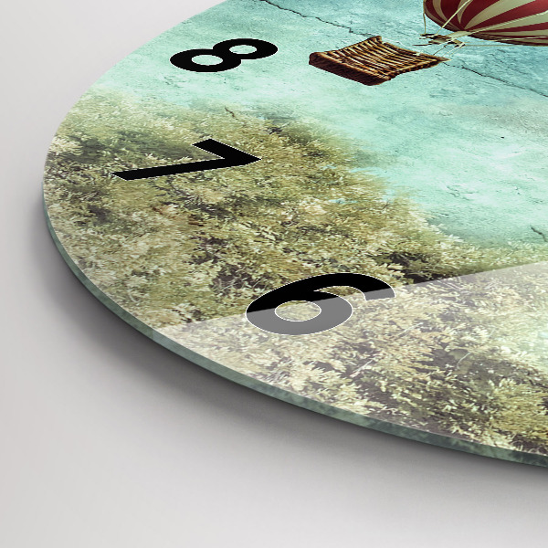 Round glass wall clock Painted balloons
