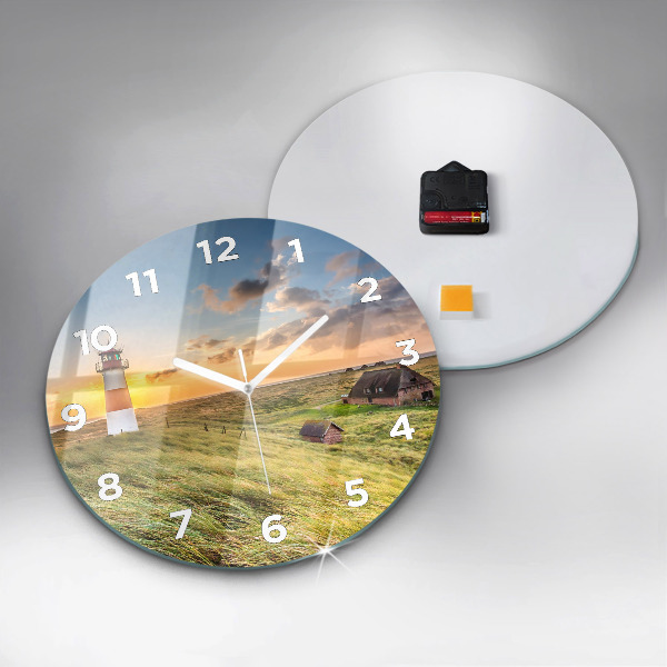 Round glass wall clock Lighthouse