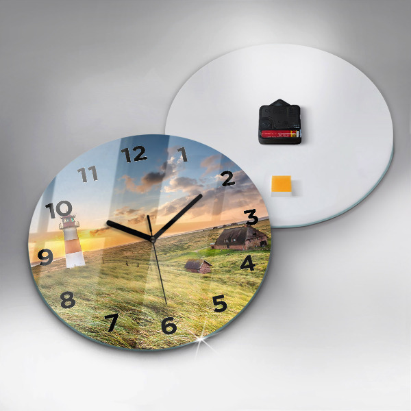 Round glass wall clock Lighthouse