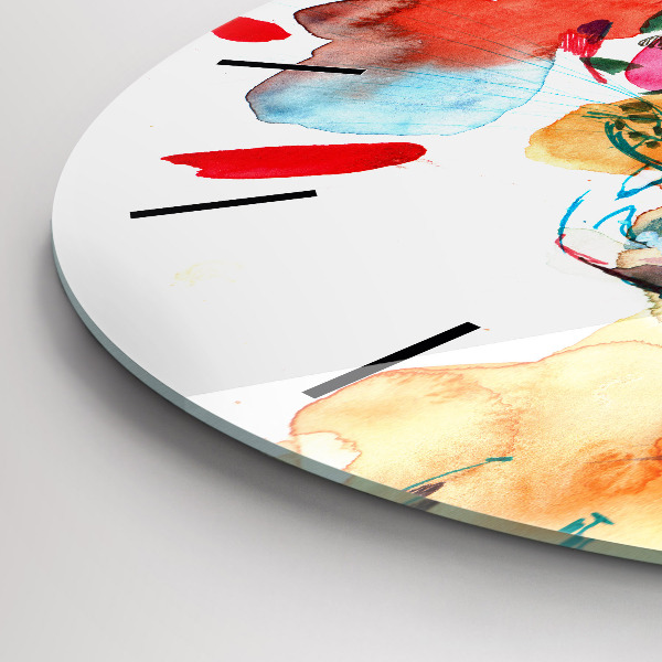 Round glass wall clock Abstract wild cat