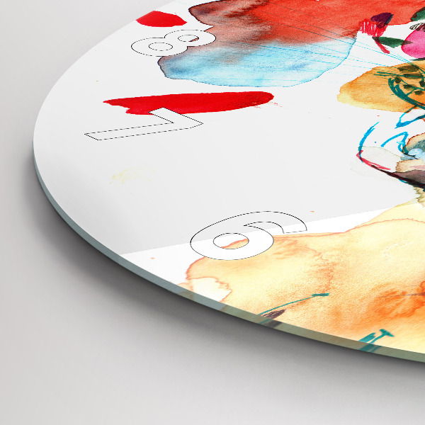 Round glass wall clock Abstract wild cat