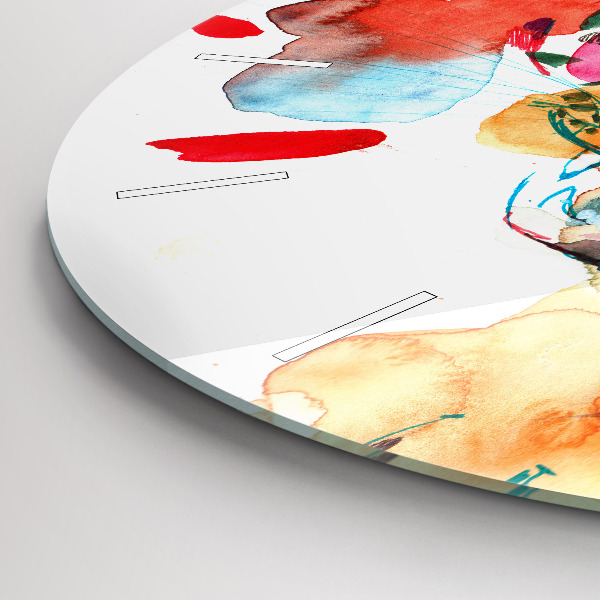 Round glass wall clock Abstract wild cat