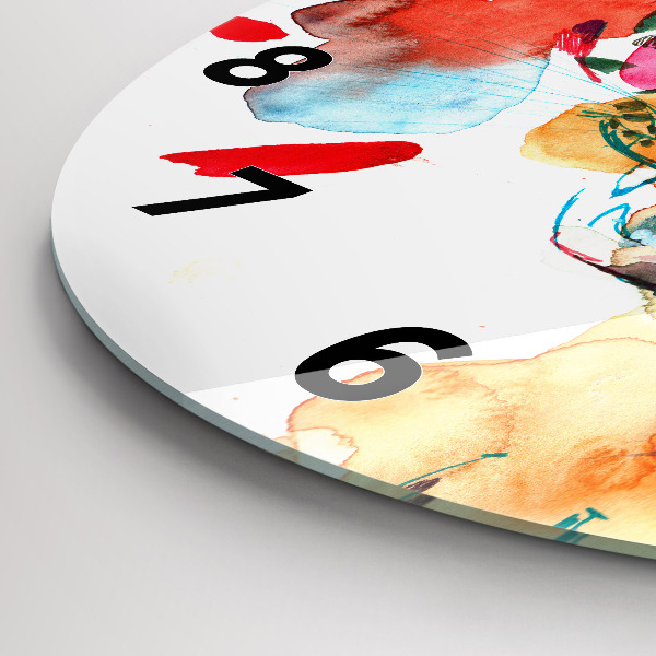 Round glass wall clock Abstract wild cat
