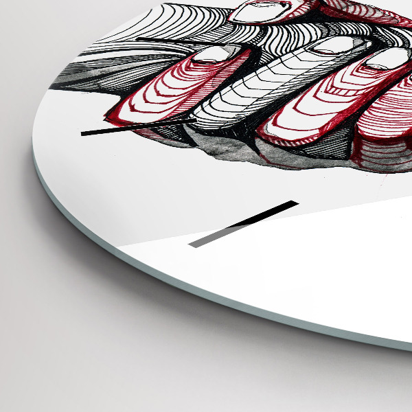 Round glass wall clock Holding hands
