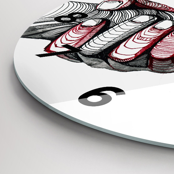 Round glass wall clock Holding hands