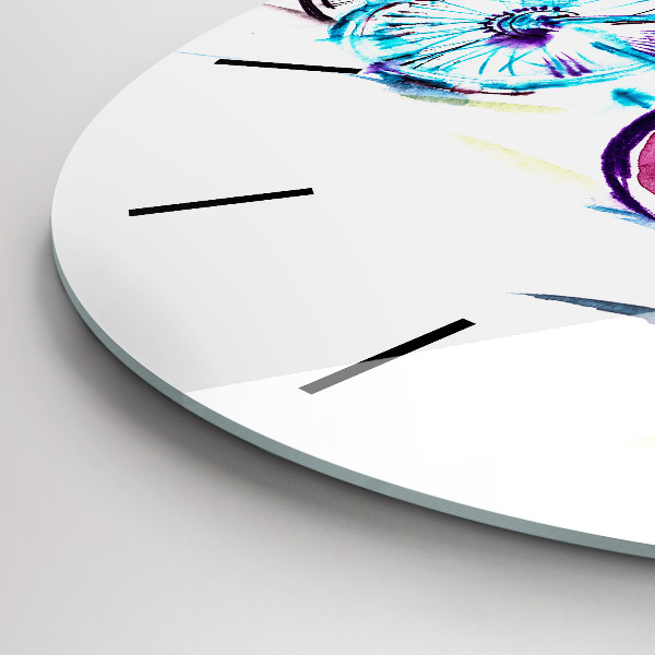 Round glass wall clock Colorful city bikes
