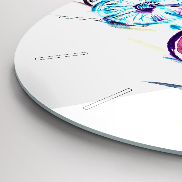 Round glass wall clock Colorful city bikes