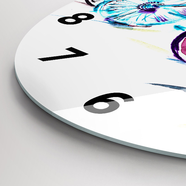 Round glass wall clock Colorful city bikes
