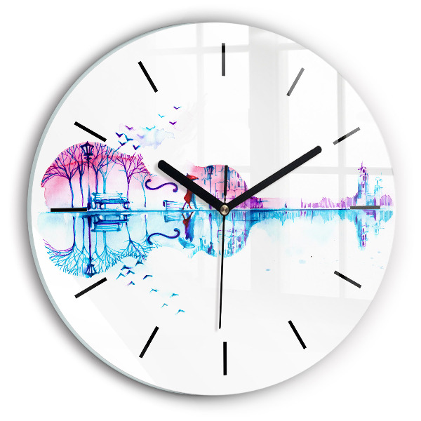 Round glass wall clock Cello Park Lake