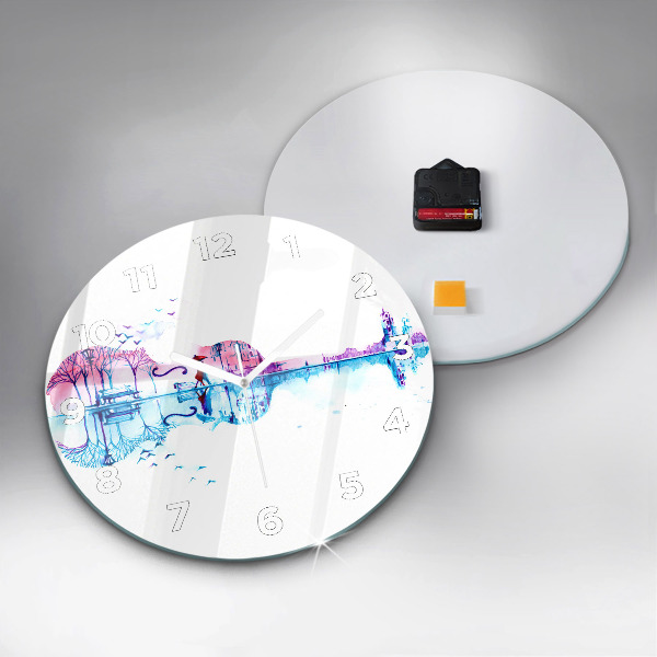 Round glass wall clock Cello Park Lake