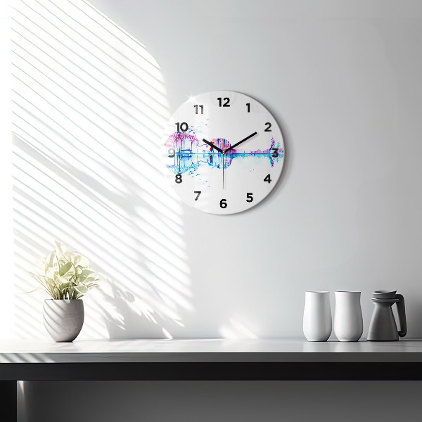 Round glass wall clock Cello Park Lake