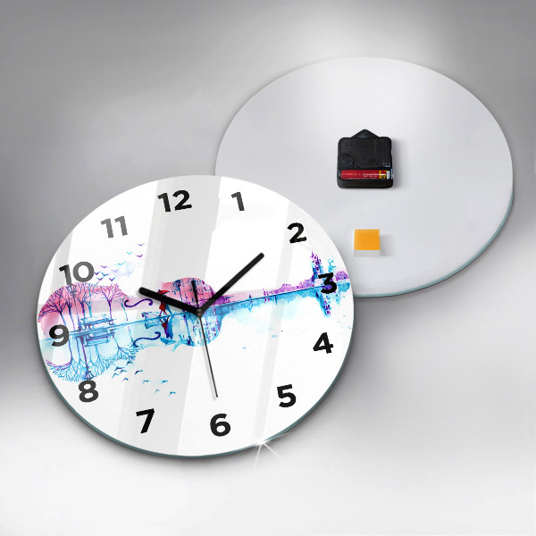 Round glass wall clock Cello Park Lake