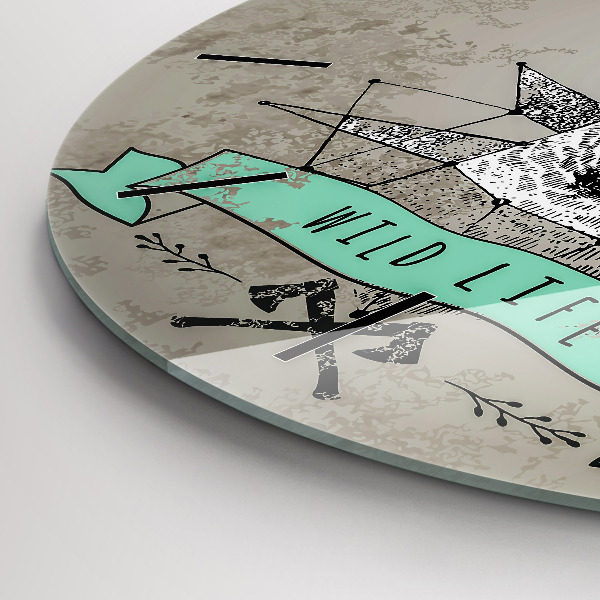 Round glass wall clock Deer head