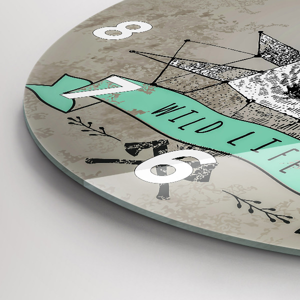 Round glass wall clock Deer head