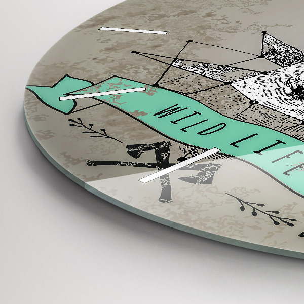 Round glass wall clock Deer head