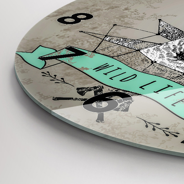 Round glass wall clock Deer head