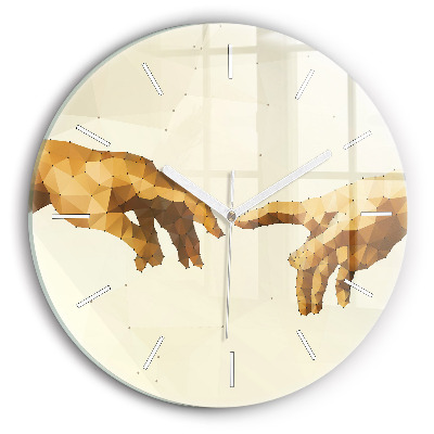 Round glass wall clock Creation of Adam