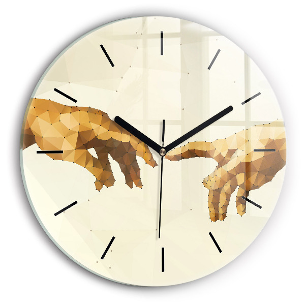 Round glass wall clock Creation of Adam
