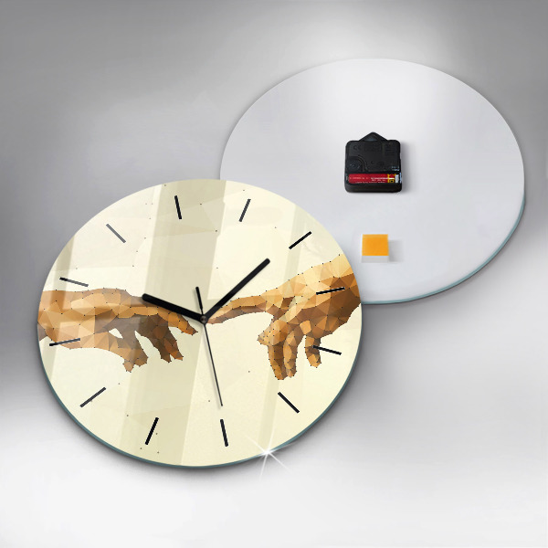 Round glass wall clock Creation of Adam