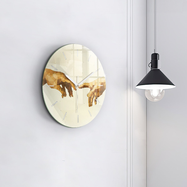 Round glass wall clock Creation of Adam