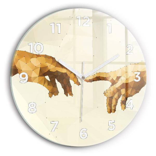Round glass wall clock Creation of Adam