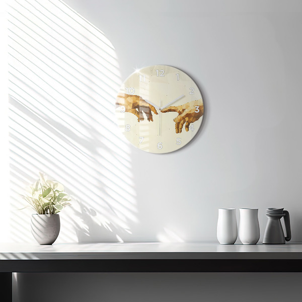 Round glass wall clock Creation of Adam