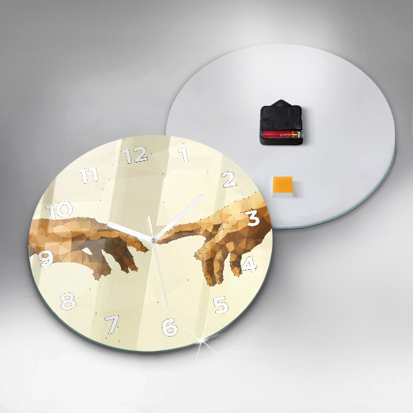 Round glass wall clock Creation of Adam