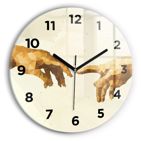 Round glass wall clock Creation of Adam