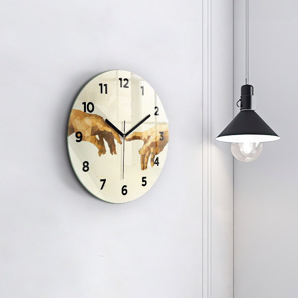 Round glass wall clock Creation of Adam