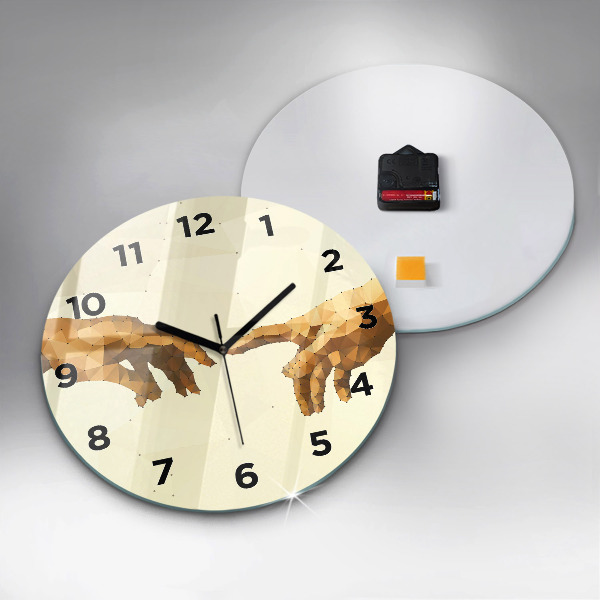 Round glass wall clock Creation of Adam