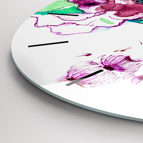 Round glass wall clock Woman with glasses