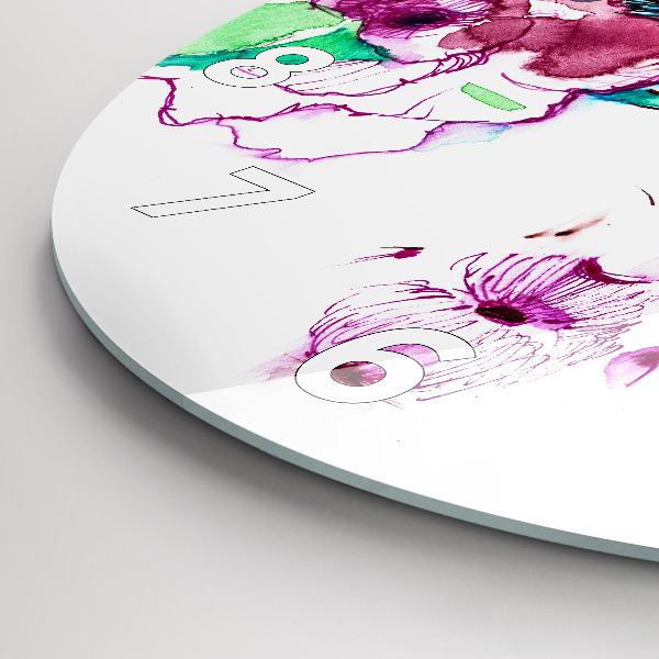 Round glass wall clock Woman with glasses