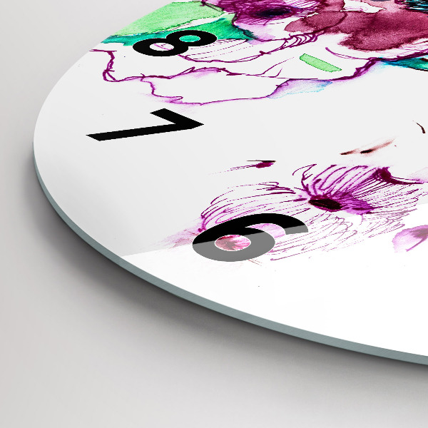 Round glass wall clock Woman with glasses