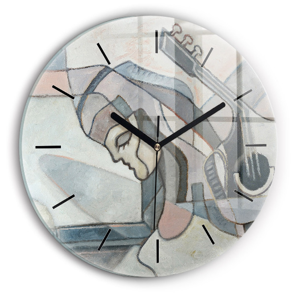 Round glass wall clock Abstract painting