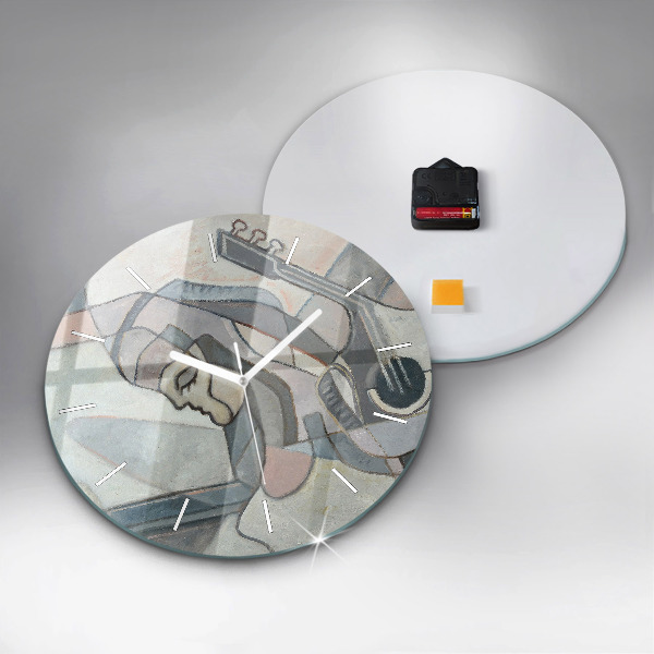 Round glass wall clock Abstract painting