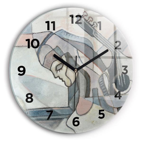 Round glass wall clock Abstract painting