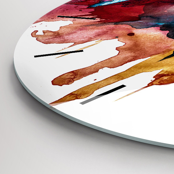 Round glass wall clock Colorful red parrot