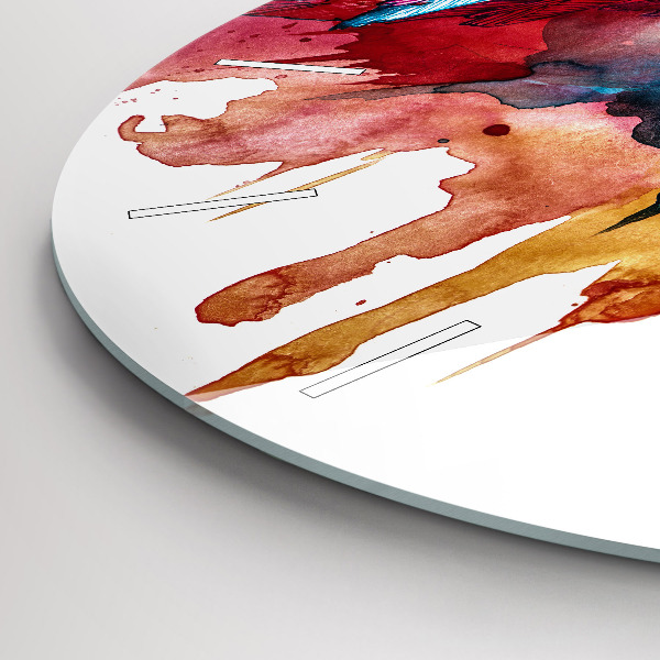 Round glass wall clock Colorful red parrot