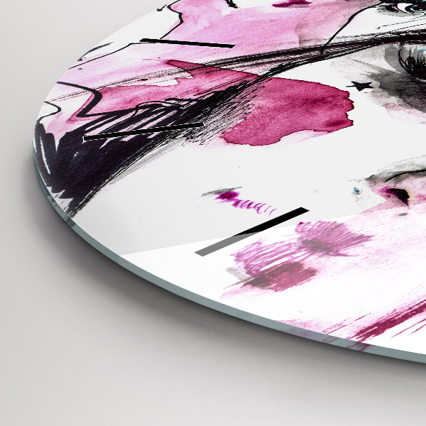 Round glass wall clock Many faces of abstraction