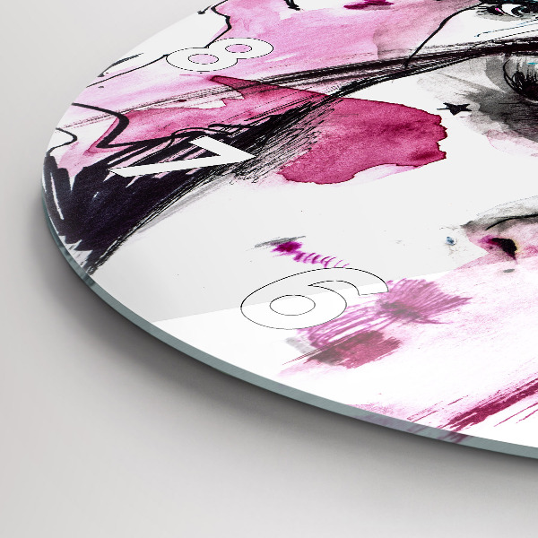 Round glass wall clock Many faces of abstraction