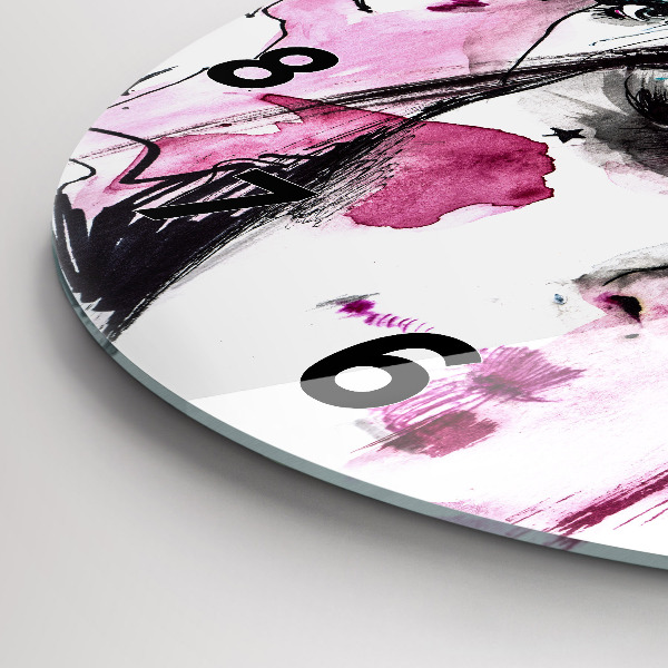 Round glass wall clock Many faces of abstraction